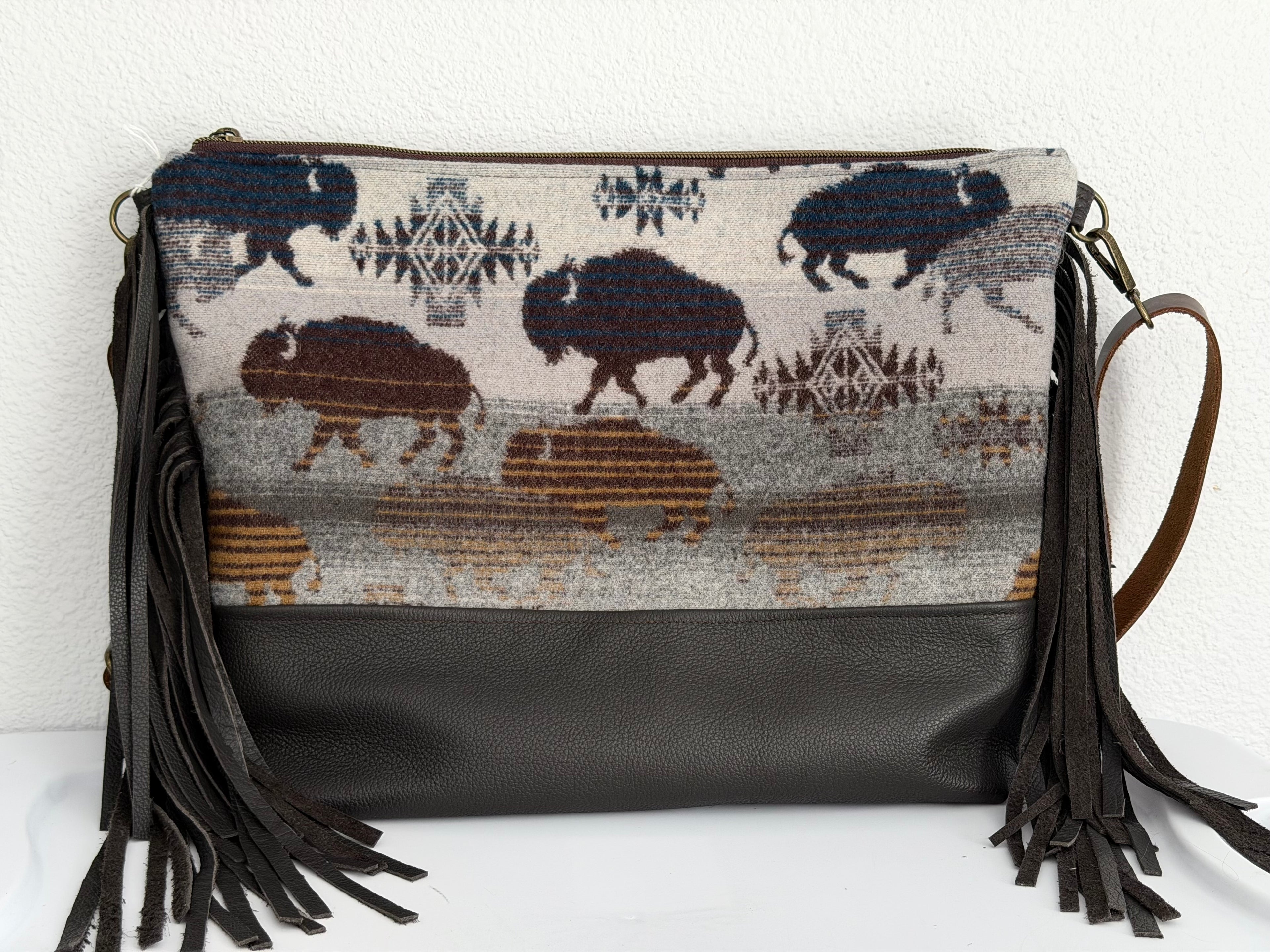 Pendleton Buffalo Leather Fringe Bag