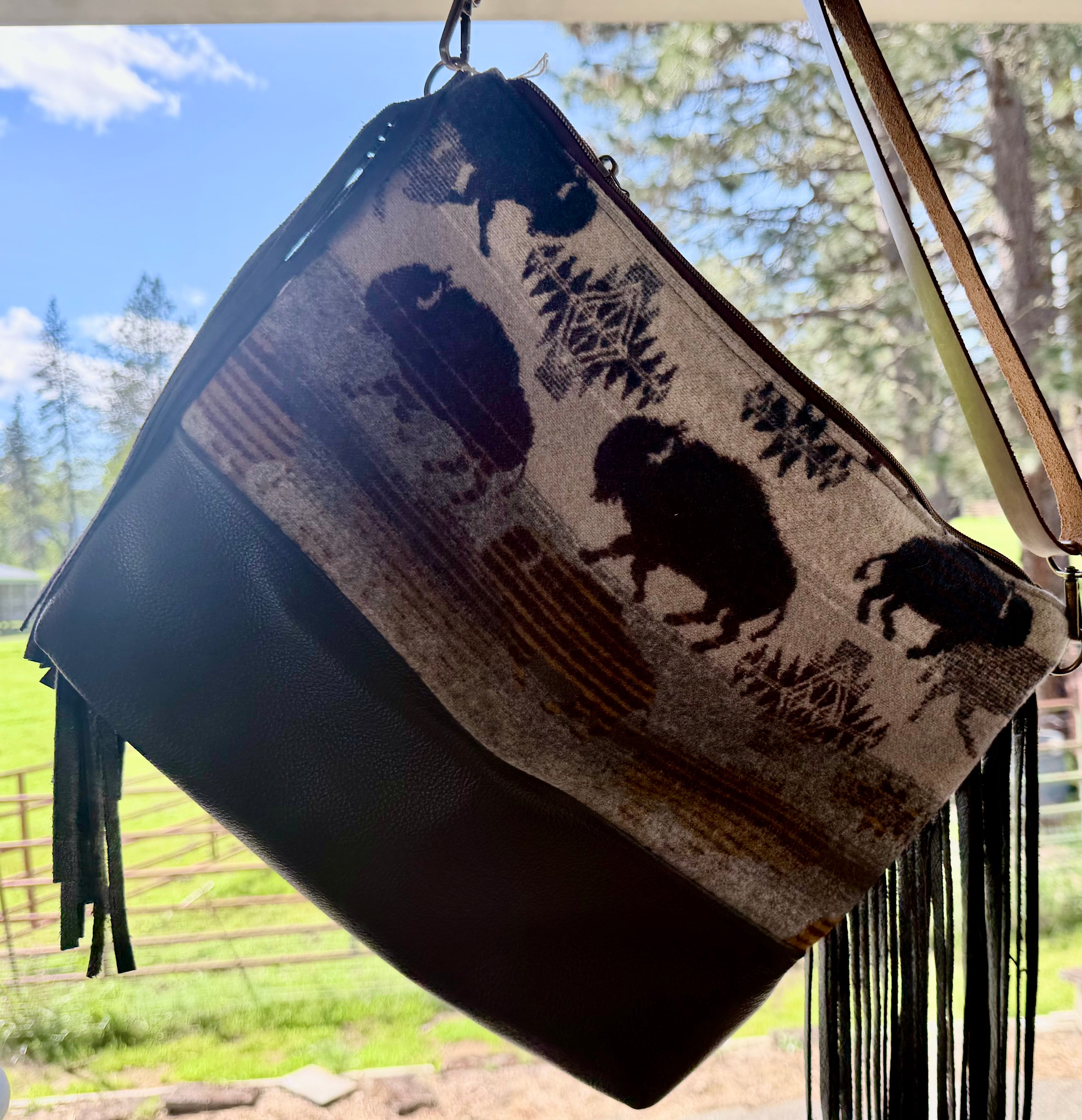 Pendleton Buffalo Leather Fringe Bag