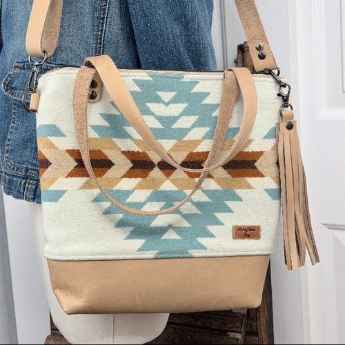 Pendleton and leather hand bag